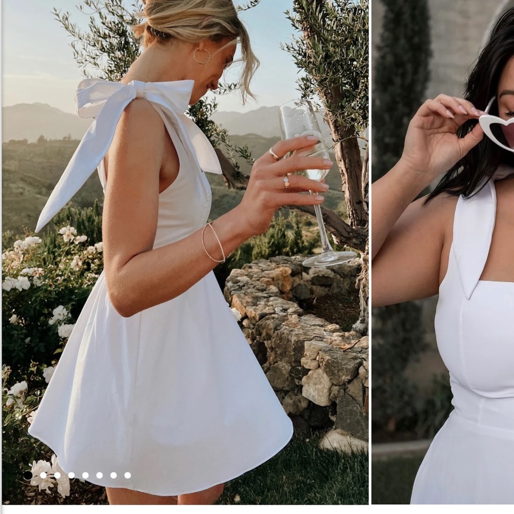 White Bow-Back Halter Dress -